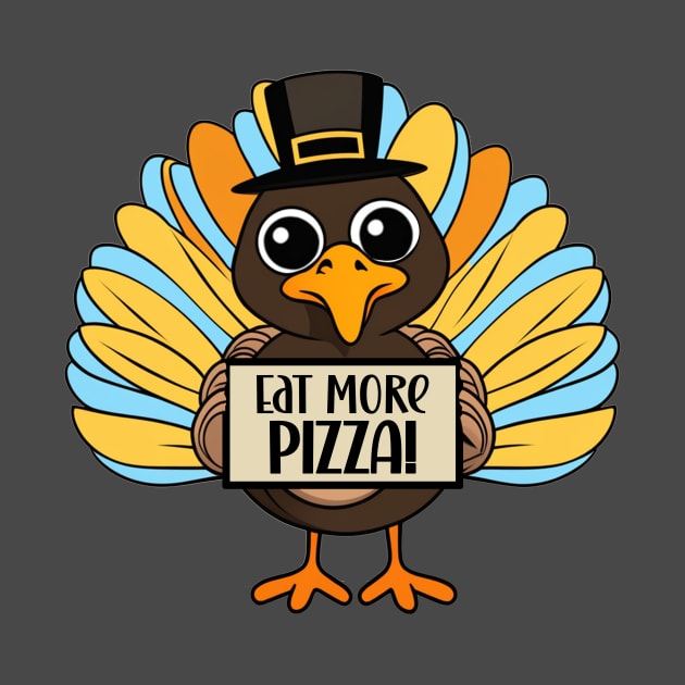 Thanksgiving eat more pizza funny turkey design by Edgi