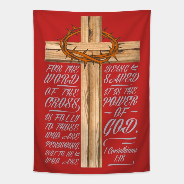 Power of God - 1 Corinthians 1:18 Tapestry by Plushism