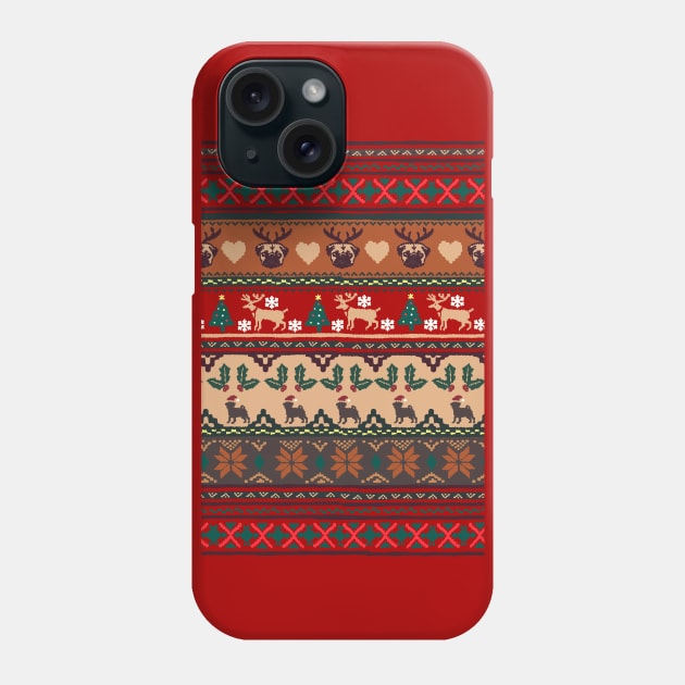 christmas pug Phone Case by huebucket