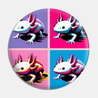 Leucistic Axolotls Pop Art - Cool Aquatic Creature Pin