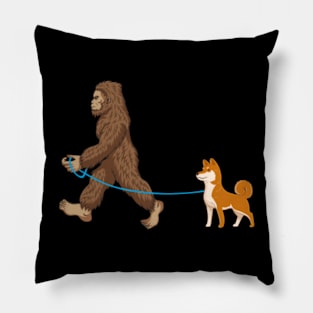 Bigfoot Dog Walk Shiba Inu - Sasquatch Dog Lovers Pillow