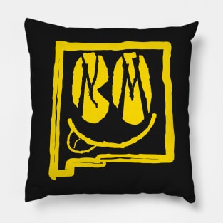 NM Eyes New Mexico Grunge Smiling Face Black background Pillow