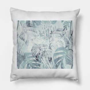 Monstera in gray & emerald Pillow