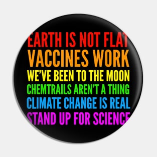 Earth Is Not Flat T-Shirt  Stand Up For Science Teacher Tee Pin