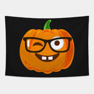 Pumpkin Nerd Glasses Tapestry