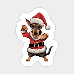 Cartoon Christmas Doberman Pinscher Dog Dancing Magnet