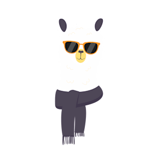 Cute Llama With Glasses - Funny Llama Art In Retro Style T-Shirt