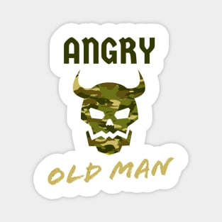 Angry Old Man Camouflage Skull Mens Magnet