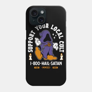 Support Your Local Cult - Hail Satan - Vintage Cartoon Occult Phone Case