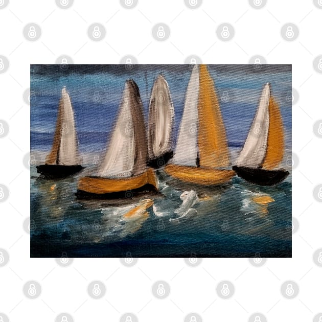 boats sailing in the open sea by kkartwork