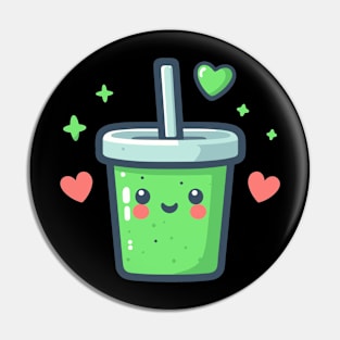 Green Smoothie Drink for Healthy Diet | Kawaii Cute Food Art for Vegans Pin