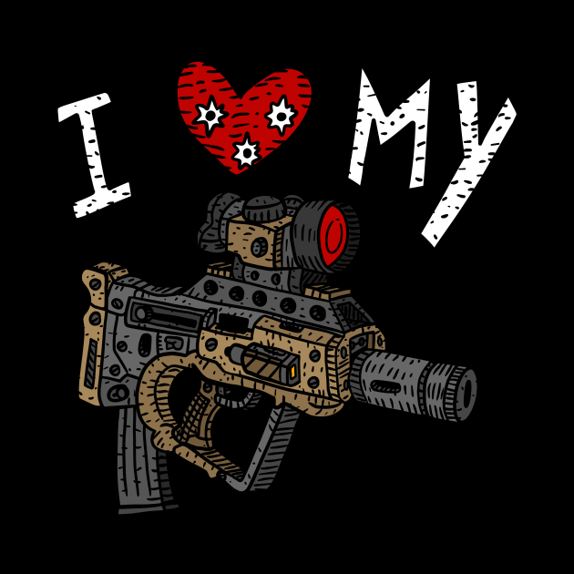 i love my bullpup rifle, hand drawn art. by JJadx