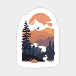 Peaceful Mountain Forest Sunset Magnet