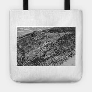 Headshot of the Alligator black and white 2 Tote