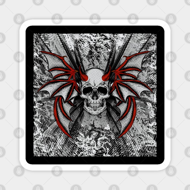 Flying Devils Skull with Bat Wings Magnet by SunGraphicsLab