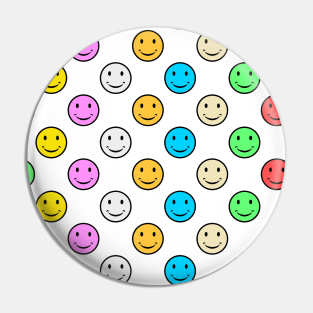 Colorful Smiley Face Seamless Pattern Pin