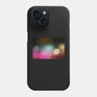 Deatil of raindrops on a car windshield at night Phone Case