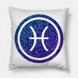 Blue Purple Glitter Zodiac - Pisces Pillow