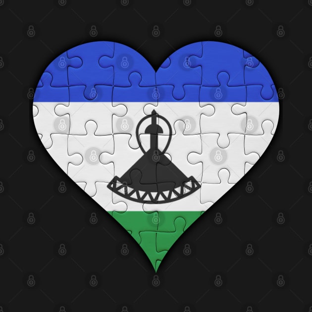 Basotho Jigsaw Puzzle Heart Design - Gift for Basotho With Lesotho Roots by Country Flags