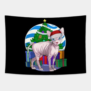 Sphynx Cat Santa Christmas Gift Tapestry