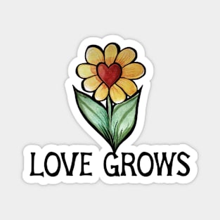 Love Grows Heart Flower Magnet