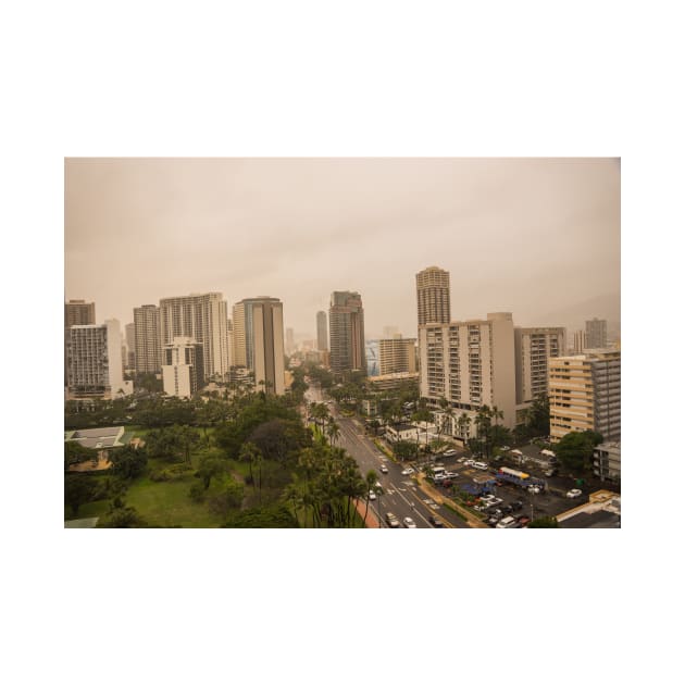 downtown Honolulu on a cloudy day 2 by KensLensDesigns