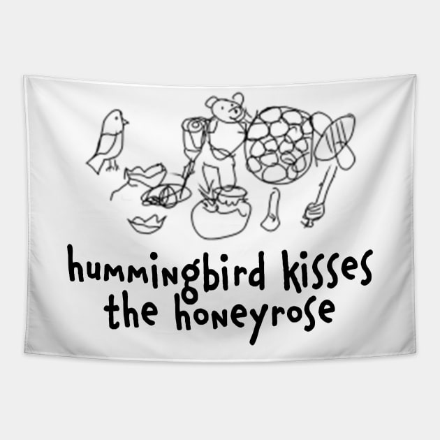 hummingbird kisses the honeyrose Tapestry by tWoTcast