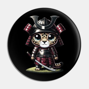 Kawaii Samurai Cute Animal Cub Jaguar with Katana Warrior Pin