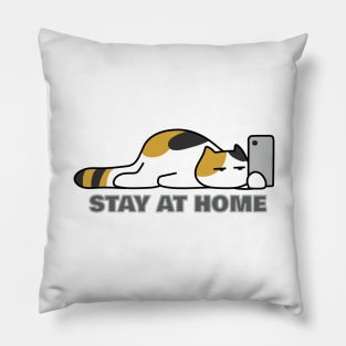 Calico Cat Stay At Home with Phone Pillow