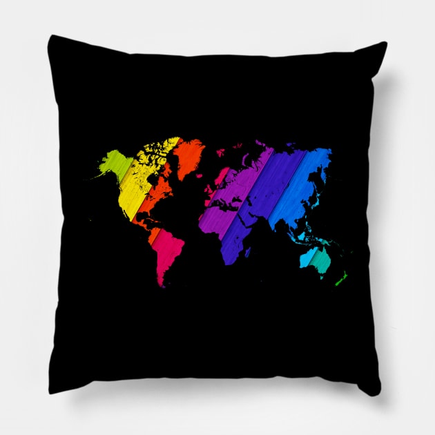 world map rainbow #love Pillow by JBJart
