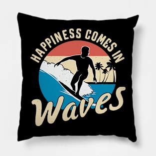 Happiness Comes In Waves, Retro Sea Lover Pillow