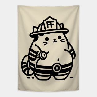 Firefighter Cat Tapestry