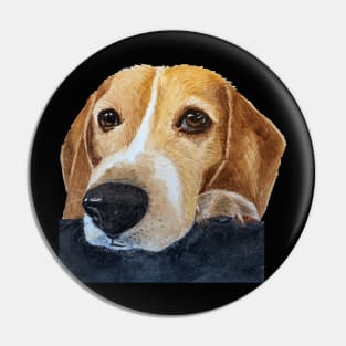 Beagle Portrait Watercolor Pin