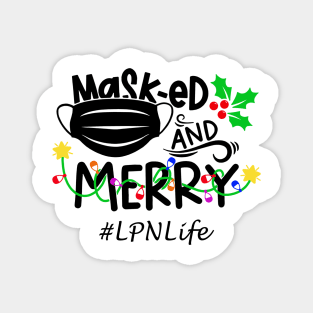 Masked And Merry LPN Christmas Magnet