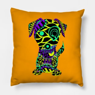 lovely dog in pattern zentangle art from totonac culture Pillow