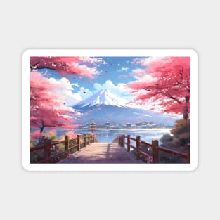 Mount Fuji Cherry blossom Landscape – Anime Wallpaper Magnet