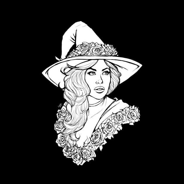 Rose Witch (White Cutout) by Art of Ariel Burgess