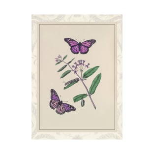 Pretty Floral Purple Butterfly Print Design T-Shirt