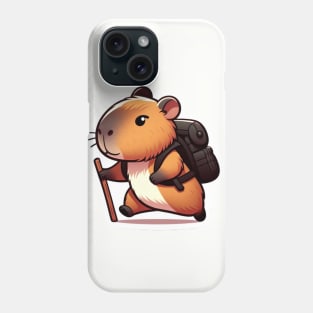 Cute capybara hiking funny Phone Case