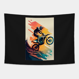 Dirt bike wheelie- Orange minimalistic Tapestry