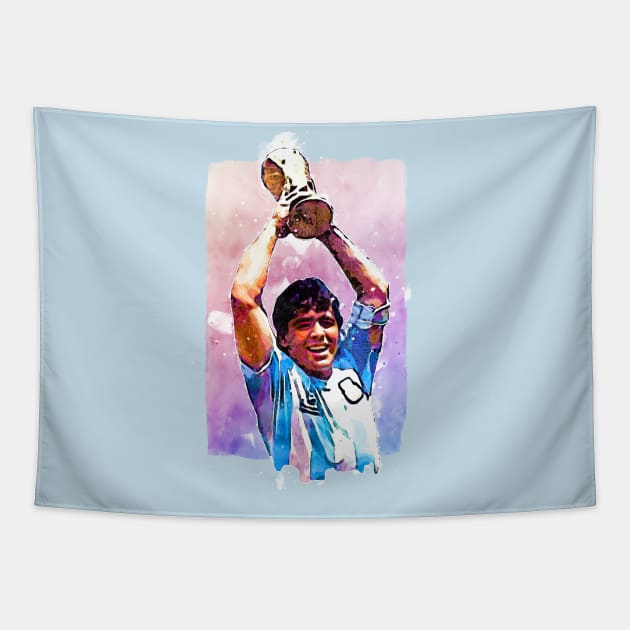 Maradona World Cup Trophy Tapestry by BAJAJU