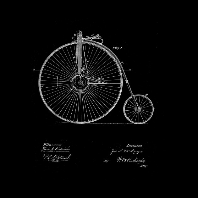 Velocipede Bike Vintage Patent Drawing by TheYoungDesigns