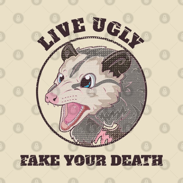 Live Ugly Fake Your Death Opossum Quotes 90's style by Mas To