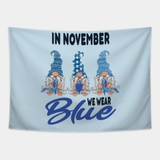 In november we wear blue gnomes diabetes awareness gift Tapestry