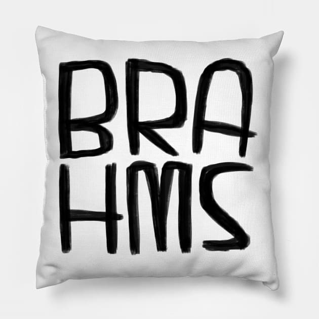 Composer Brahms Pillow by badlydrawnbabe