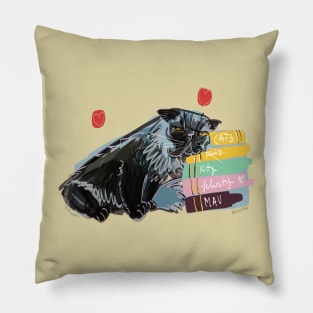 Alfredo-Cat Persian cat lovers and books Pillow