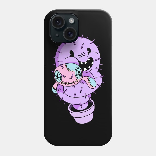 Pastel Goth Cactus and Voodoo Doll Anime Japanese Phone Case by PinkyTree