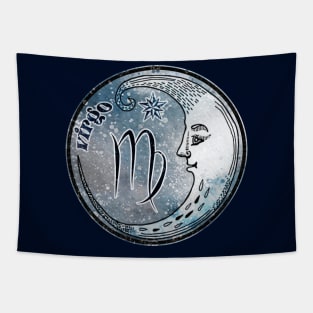 Virgo Moon Sign Astrology Zodiac Symbol Stars and Crescent Moon Tapestry