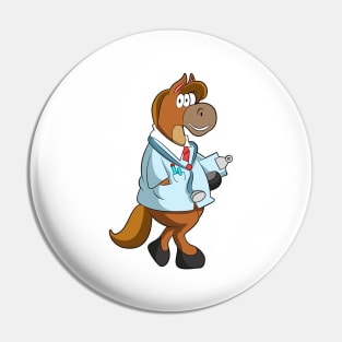 Horse as Doctor with Stethoscope & Smock Pin