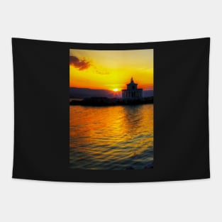 Argostoli lighthouse Sunset, Kefalonia, Greece Tapestry